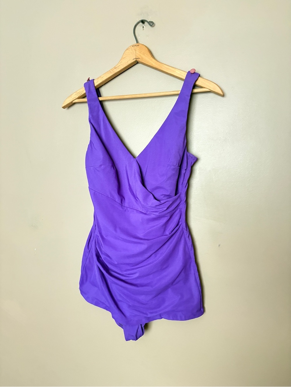 ROXANNE Vintage 1960s swimsuit Pin-up Ruched One-Piece purple Union tag sz 38 C